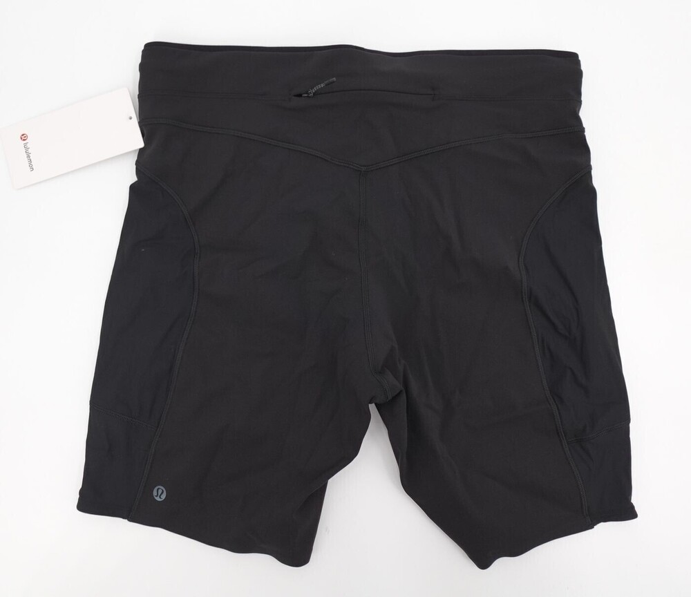 New Lululemon No Line HR Run Shorts Womens 14 Black High Rise Biker Athletic